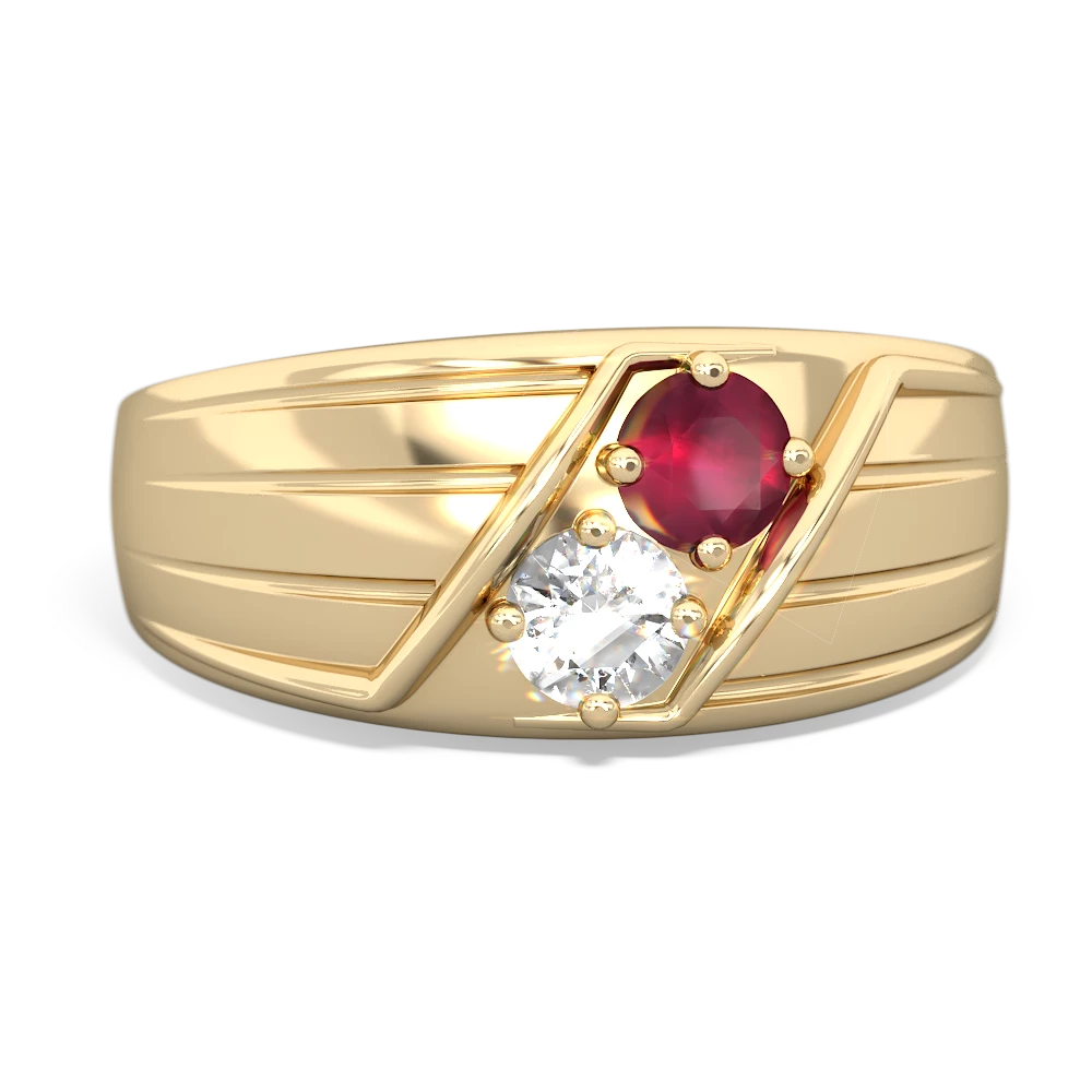 Ruby Men's Streamline 14K Yellow Gold ring R0460