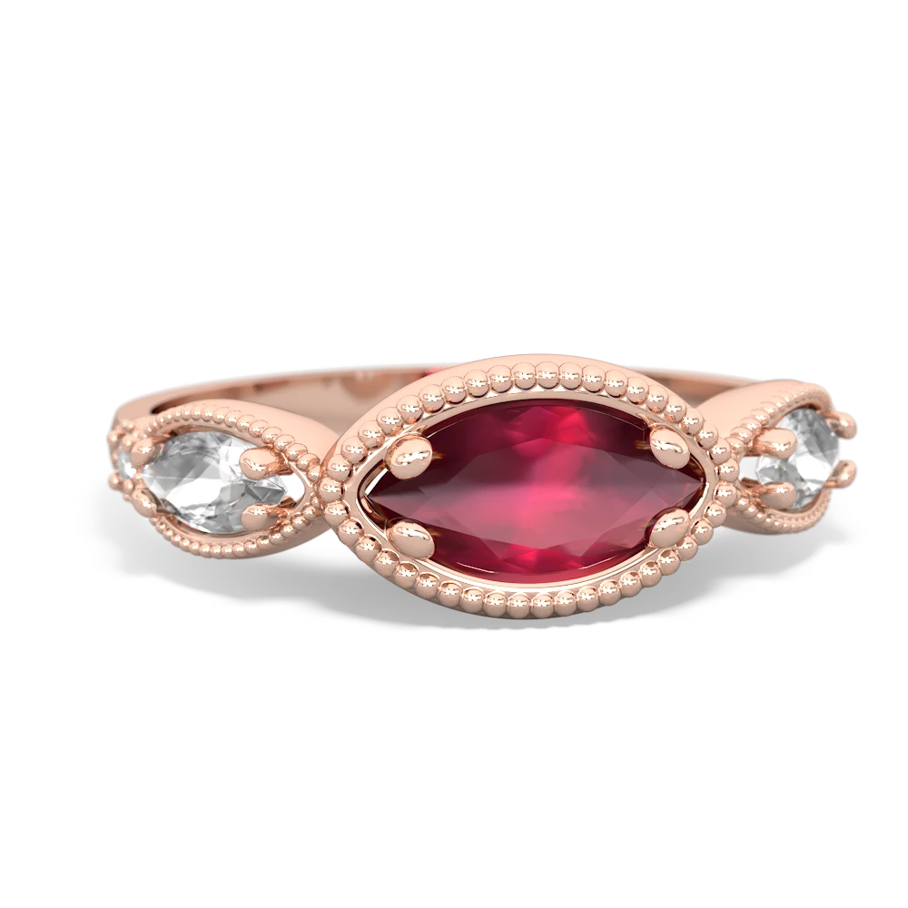 Ruby Milgrain Marquise 14K Rose Gold ring R5700