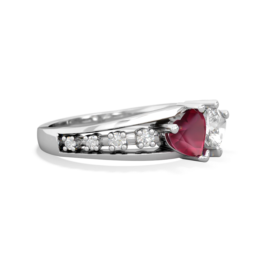 Ruby Heart To Heart 14K White Gold ring R3342