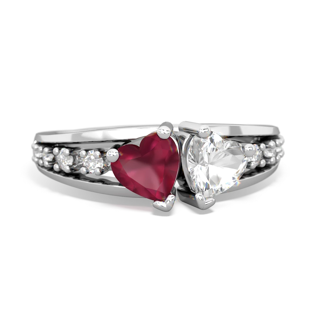 Ruby Heart To Heart 14K White Gold ring R3342