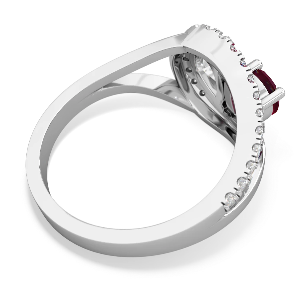 Ruby Nestled Heart Keepsake 14K White Gold ring R5650