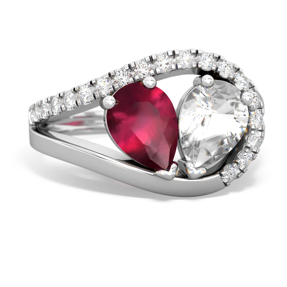 Ruby Nestled Heart Keepsake 14K White Gold ring R5650