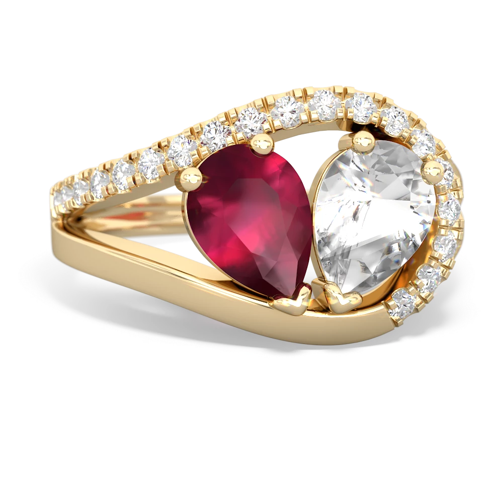 Ruby Nestled Heart Keepsake 14K Yellow Gold ring R5650