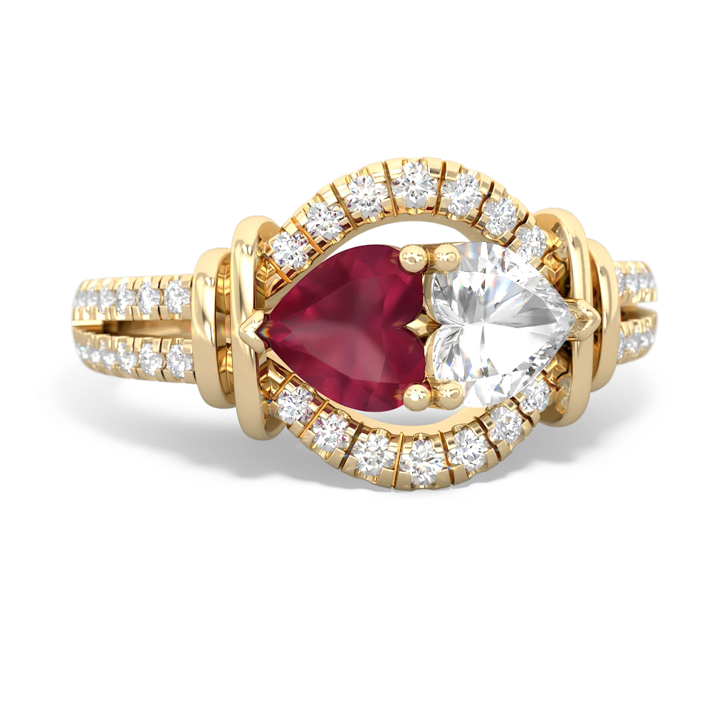 Ruby Art-Deco Keepsake 14K Yellow Gold ring R5630