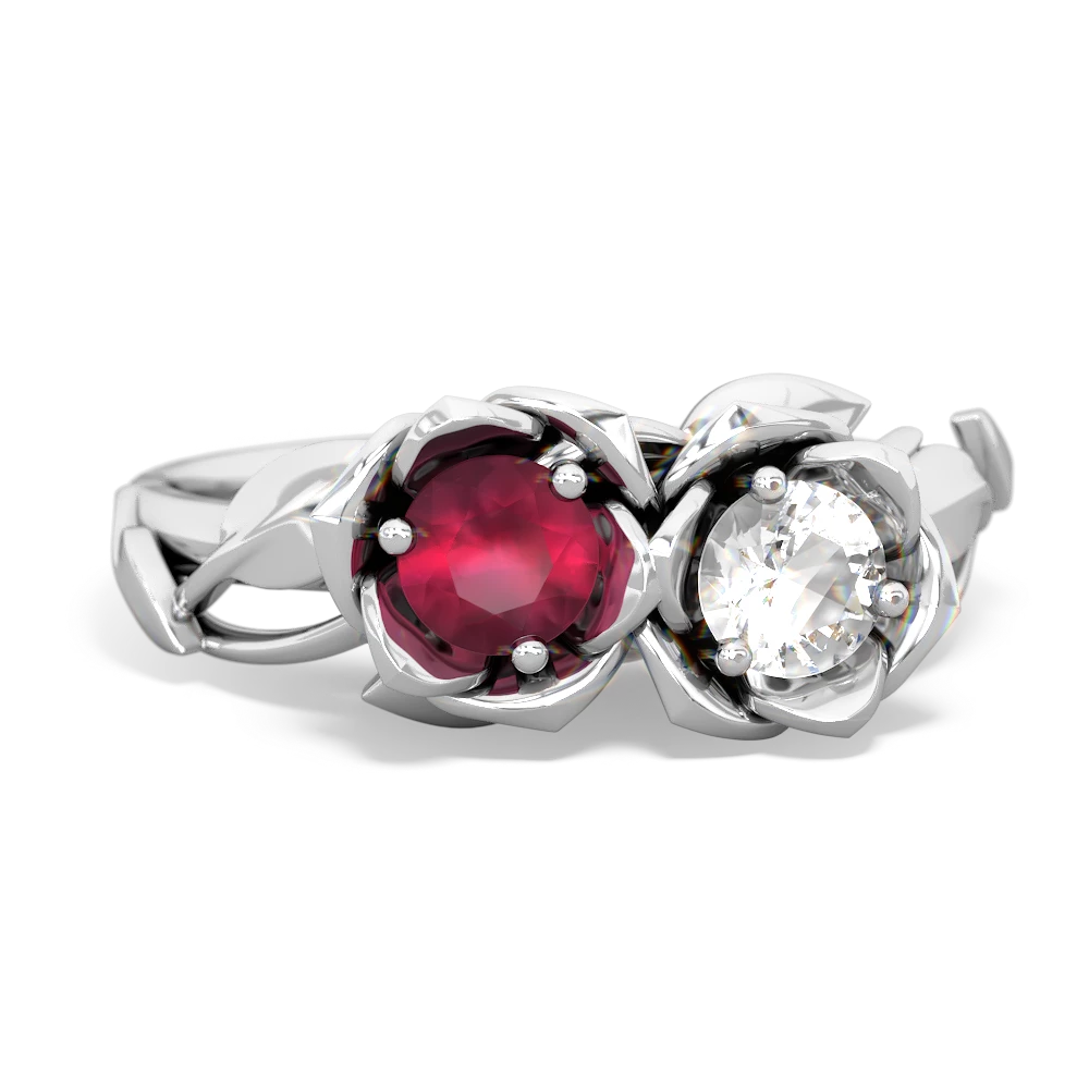 Ruby Rose Garden 14K White Gold ring R5510