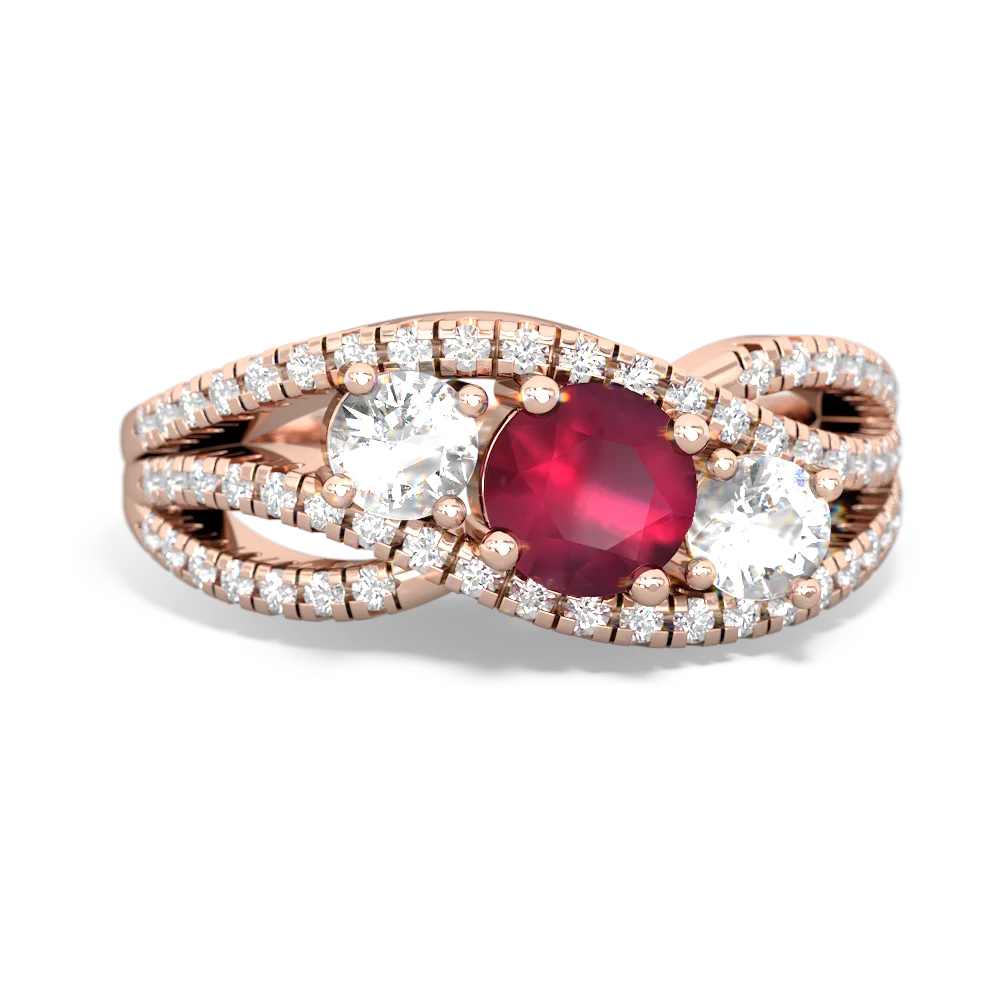 Ruby Three Stone Aurora 14K Rose Gold ring R3080