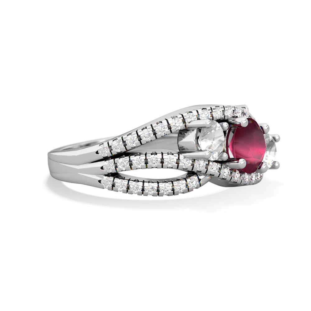 Ruby Three Stone Aurora 14K White Gold ring R3080