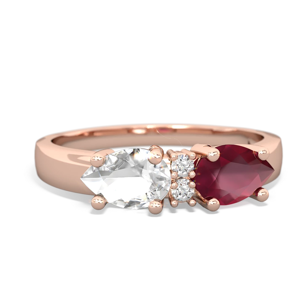 Ruby Pear Bowtie 14K Rose Gold ring R0865