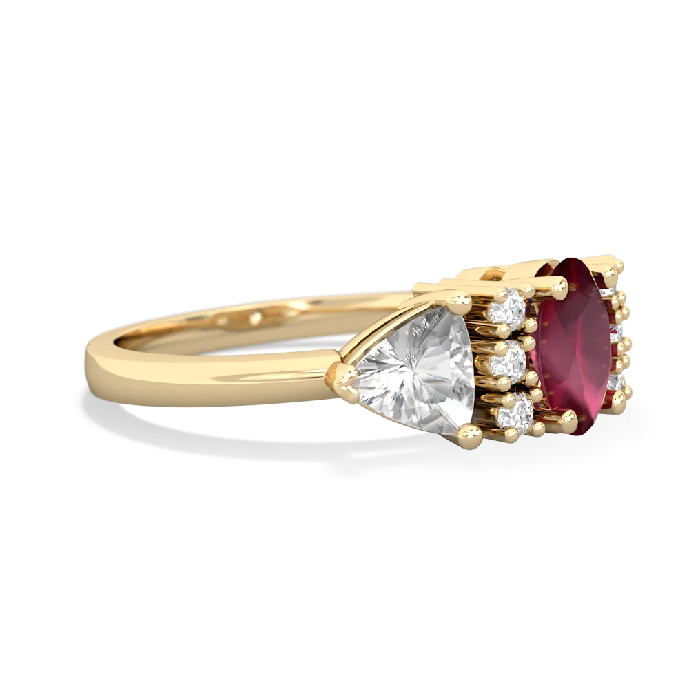 Ruby Antique Style Three Stone 14K Yellow Gold ring R2186