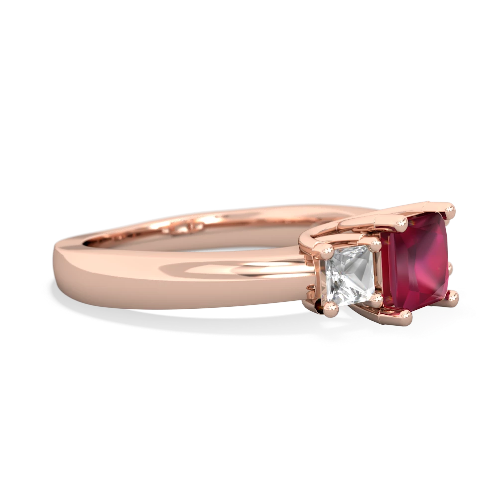 Ruby Three Stone Trellis 14K Rose Gold ring R4015