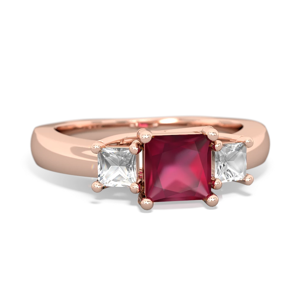 Ruby Three Stone Trellis 14K Rose Gold ring R4015