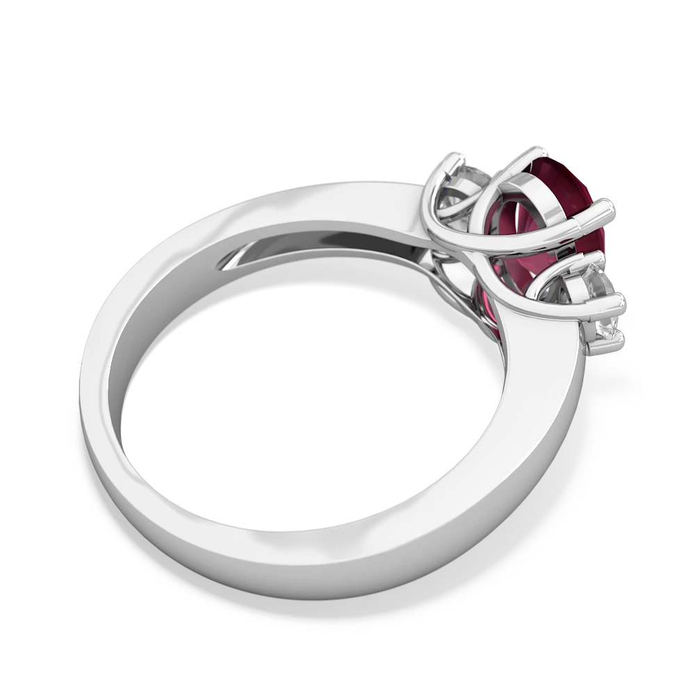 Ruby Three Stone Oval Trellis 14K White Gold ring R4024