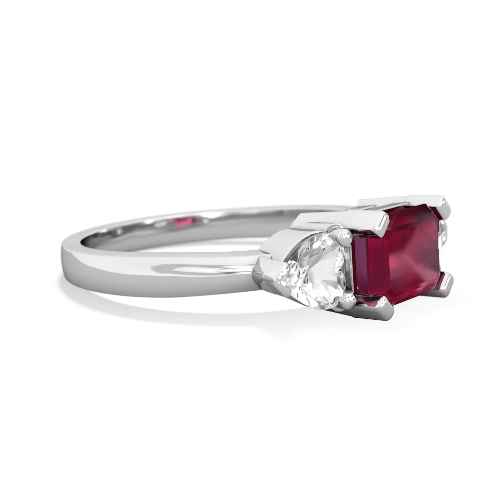 Ruby Three Stone 14K White Gold ring R5235