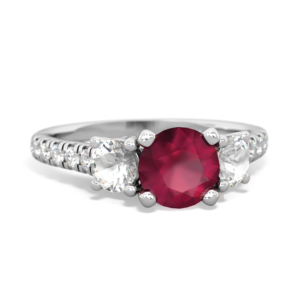 Ruby Pave Trellis 14K White Gold ring R5500