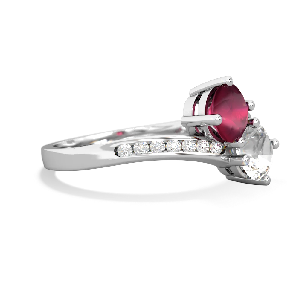 Ruby Channel Set Two Stone 14K White Gold ring R5303