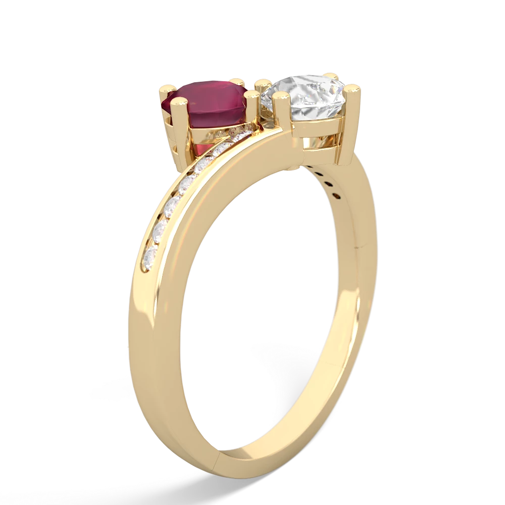 Ruby Channel Set Two Stone 14K Yellow Gold ring R5303