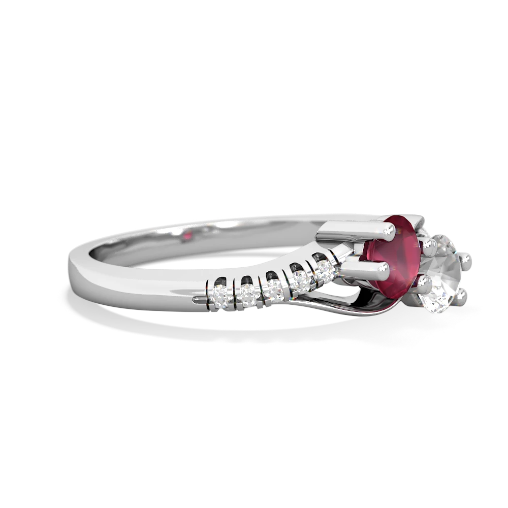 Ruby Infinity Pave Two Stone 14K White Gold ring R5285