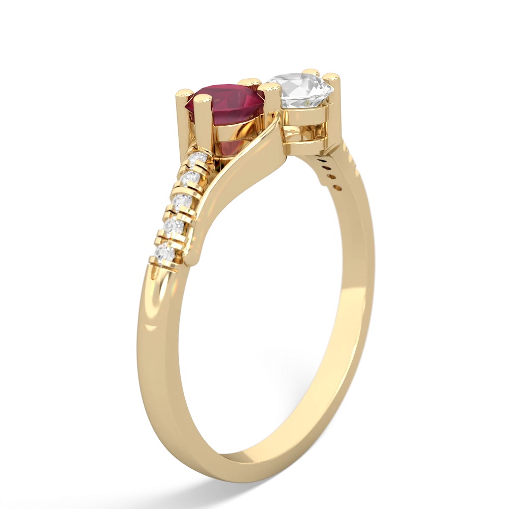 Ruby Infinity Pave Two Stone 14K Yellow Gold ring R5285