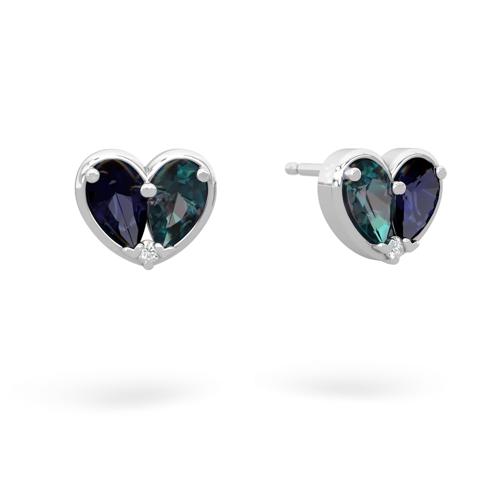 Sapphire 'Our Heart' 14K White Gold earrings E5072