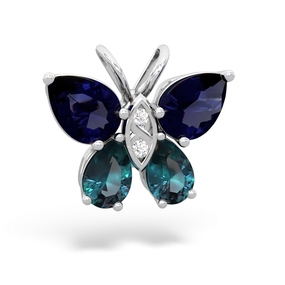 Sapphire Butterfly 14K White Gold pendant P2215