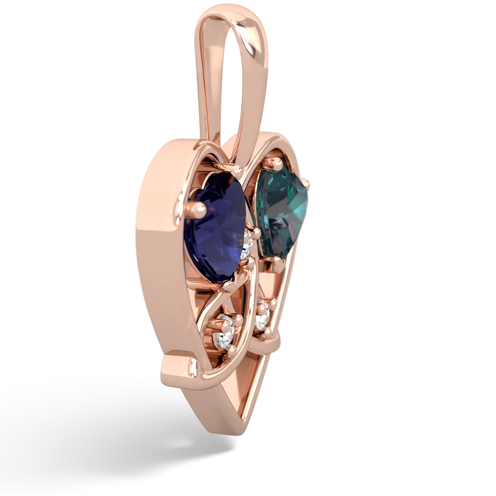 Sapphire Celtic Trinity Heart 14K Rose Gold pendant P5331