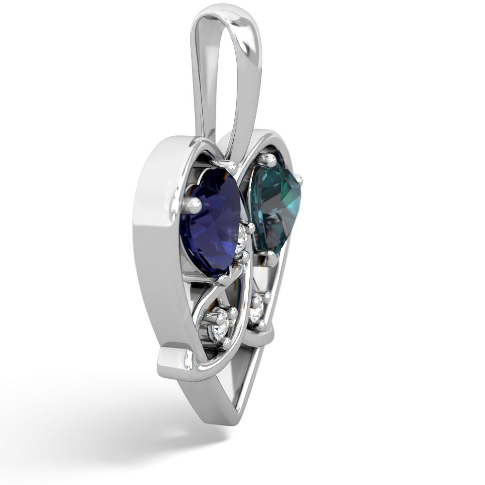 Sapphire Celtic Trinity Heart 14K White Gold pendant P5331