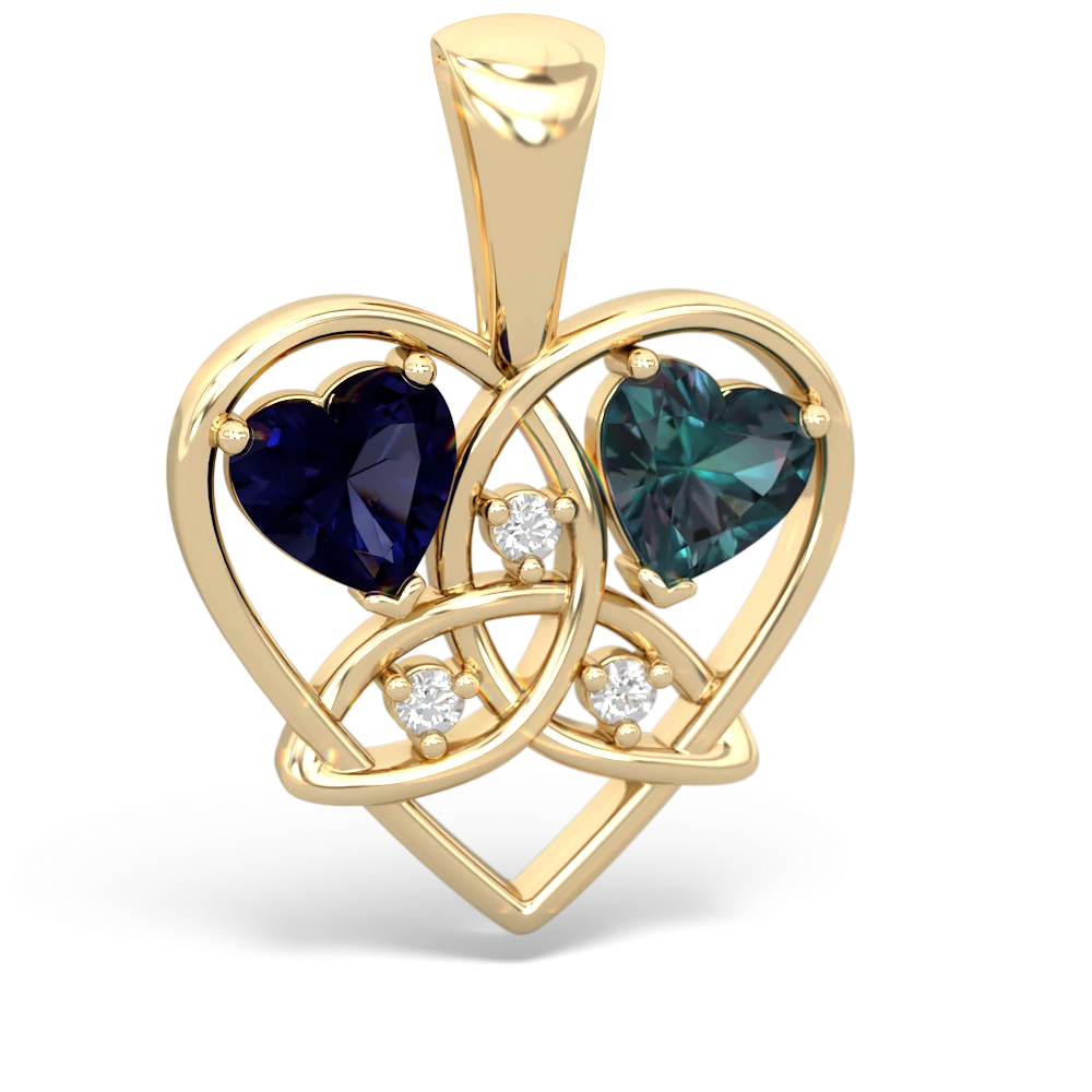 Sapphire Celtic Trinity Heart 14K Yellow Gold pendant P5331