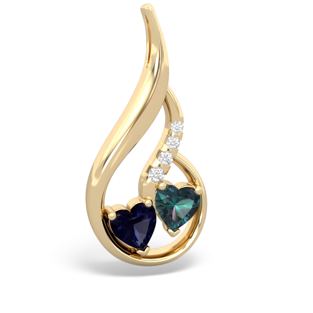 Sapphire Keepsake Curves 14K Yellow Gold pendant P5450