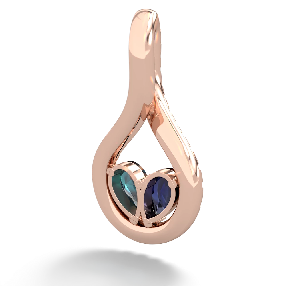 Sapphire Pave Twist 'One Heart' 14K Rose Gold pendant P5360