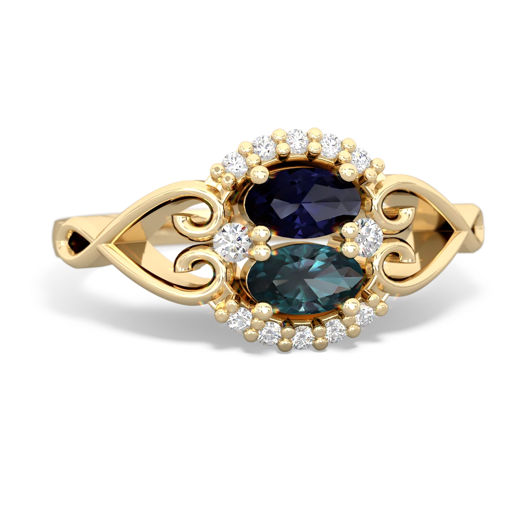 Sapphire Love Nest 14K Yellow Gold ring R5860