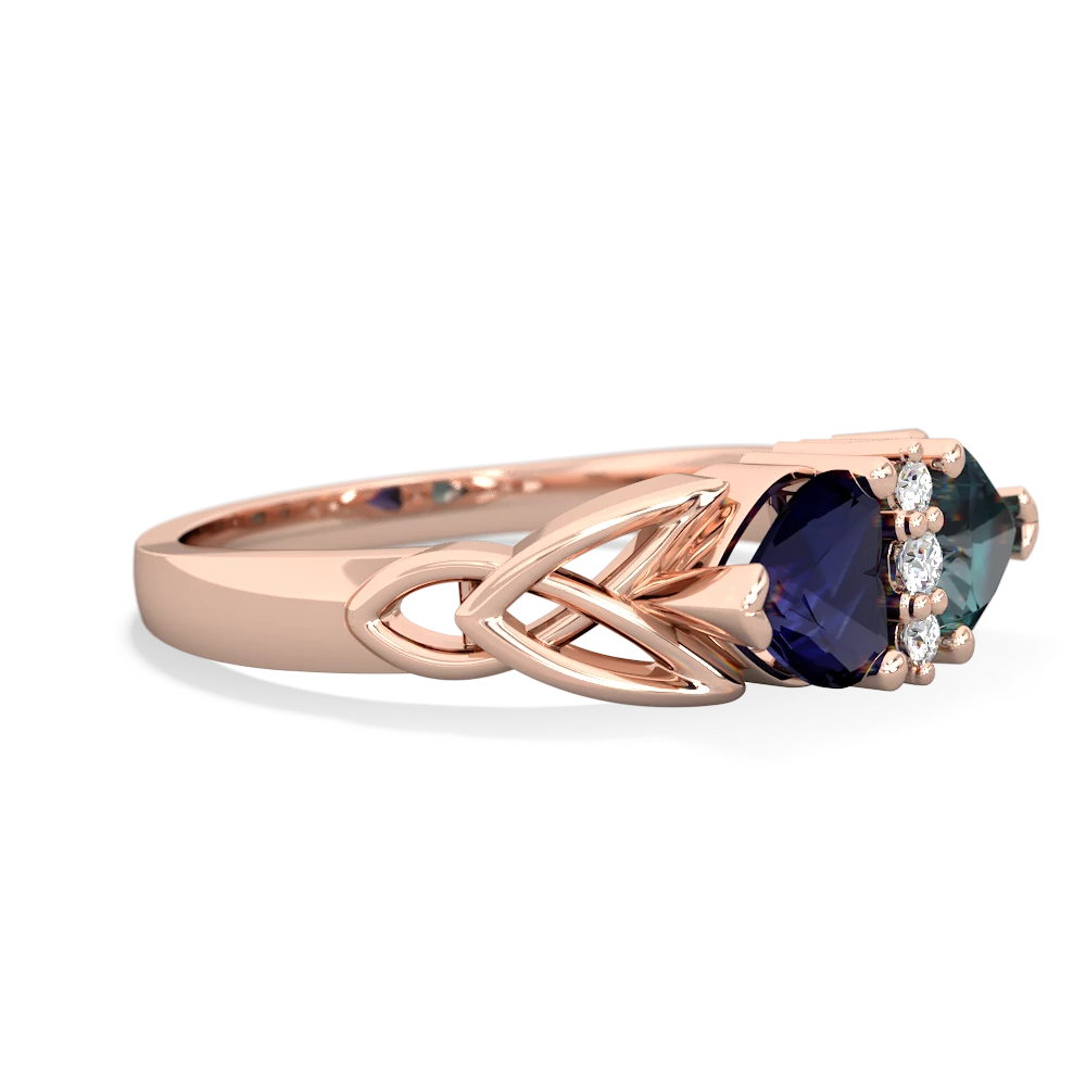 Sapphire Celtic Knot Double Heart 14K Rose Gold ring R5040