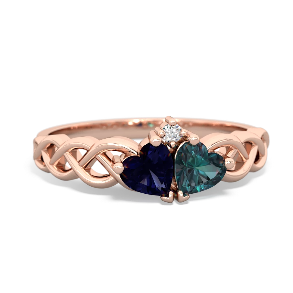 Sapphire Heart To Heart Braid 14K Rose Gold ring R5870