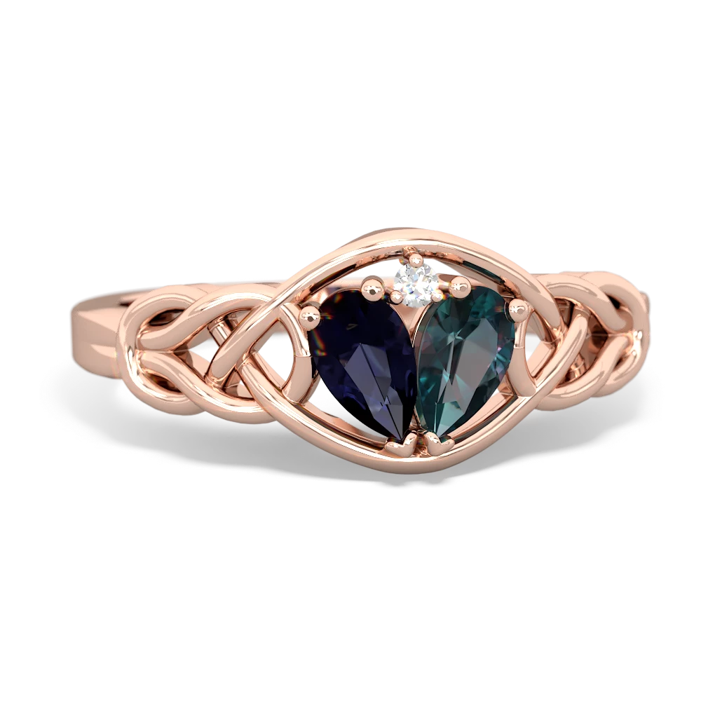 Sapphire Celtic Love Knot 14K Rose Gold ring R5420