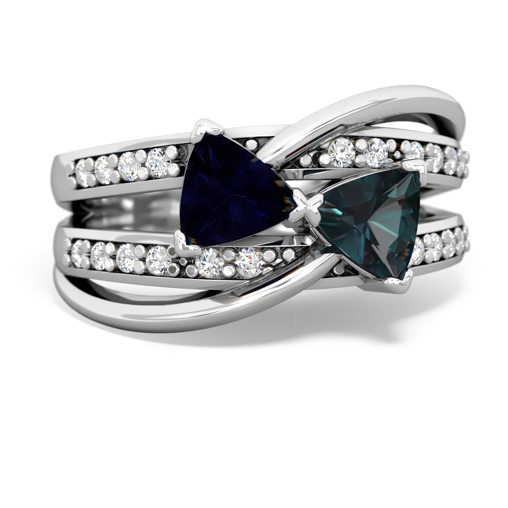 Sapphire Bowtie 14K White Gold ring R2360