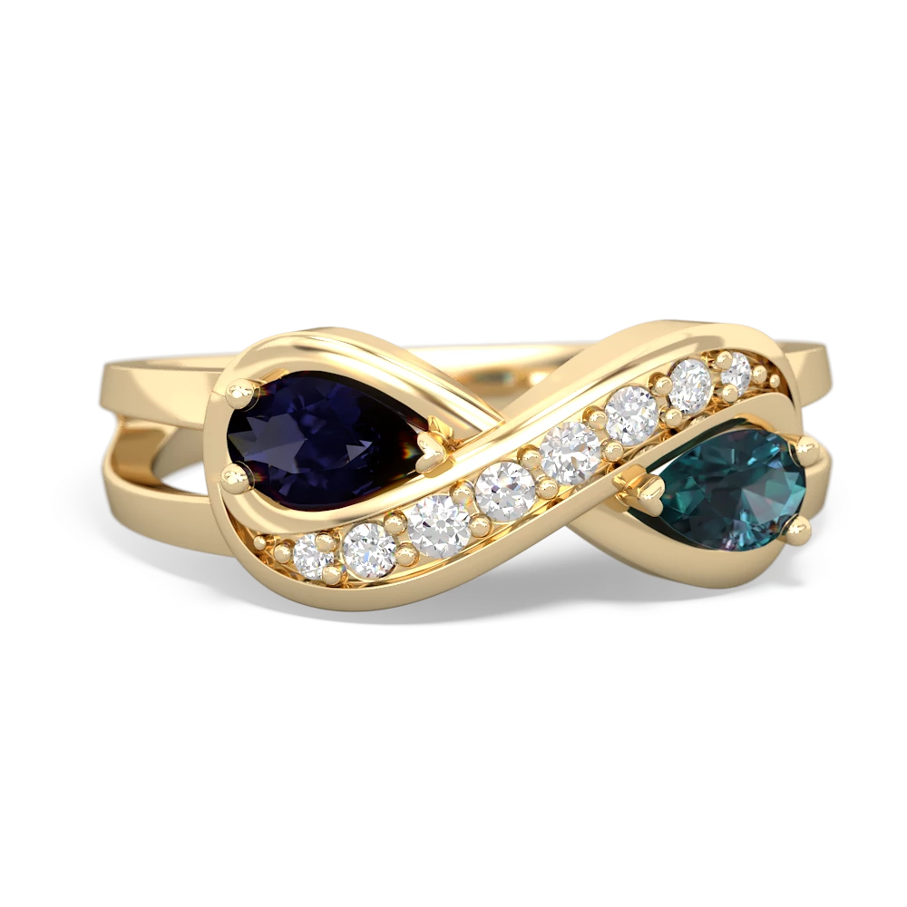 Sapphire Diamond Infinity 14K Yellow Gold ring R5390