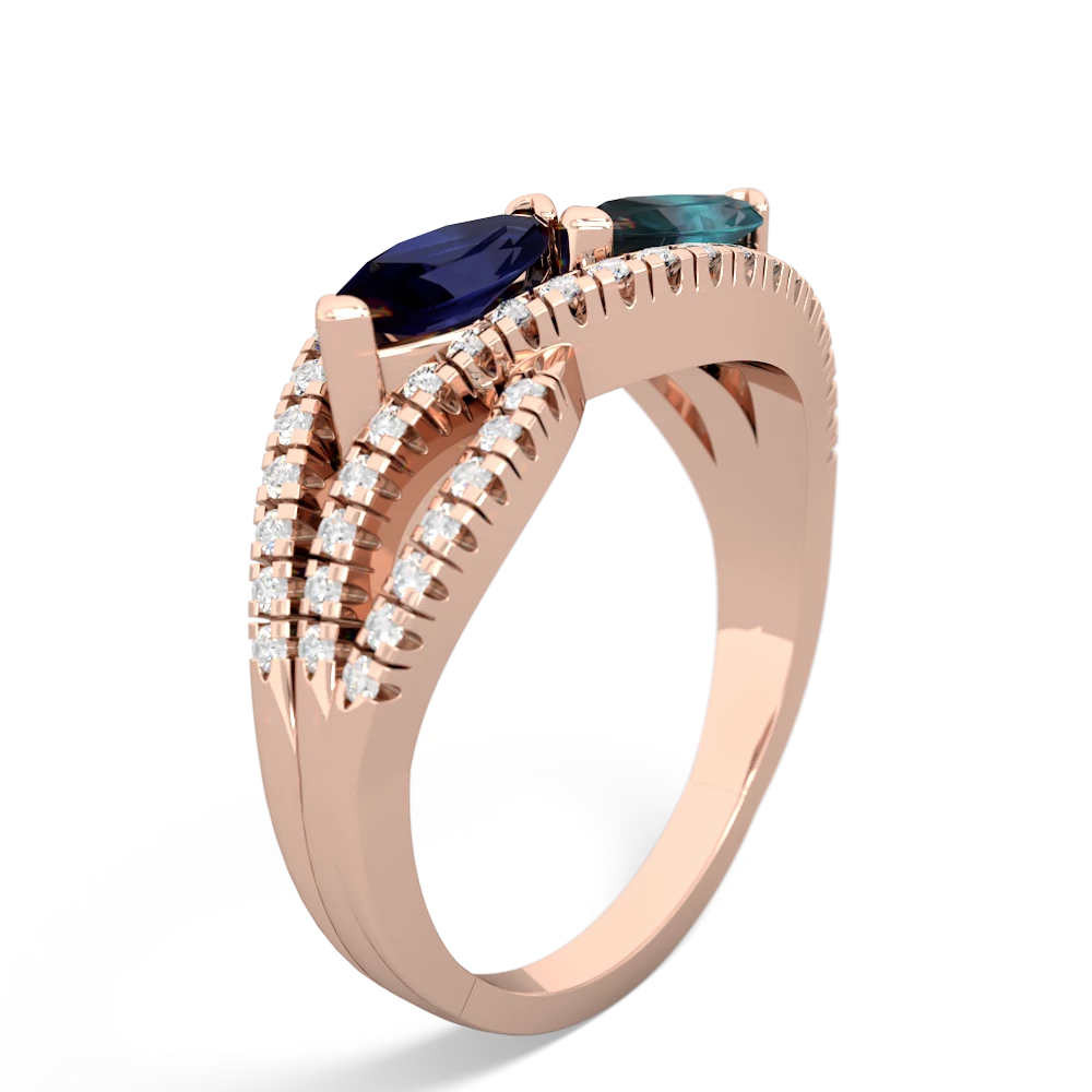 Sapphire Diamond Rivers 14K Rose Gold ring R3070