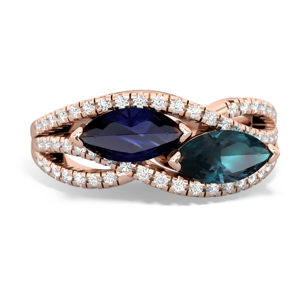 Sapphire Diamond Rivers 14K Rose Gold ring R3070