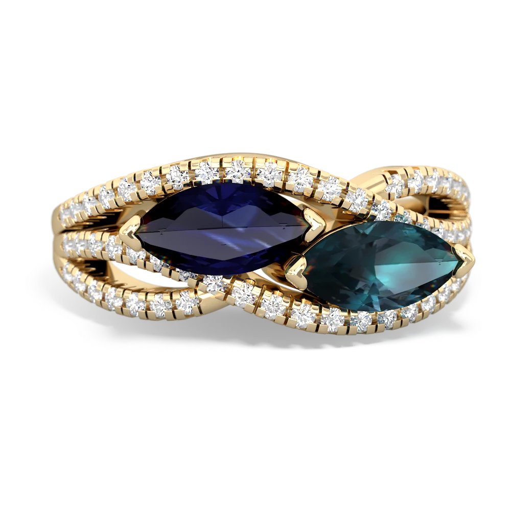 Sapphire Diamond Rivers 14K Yellow Gold ring R3070