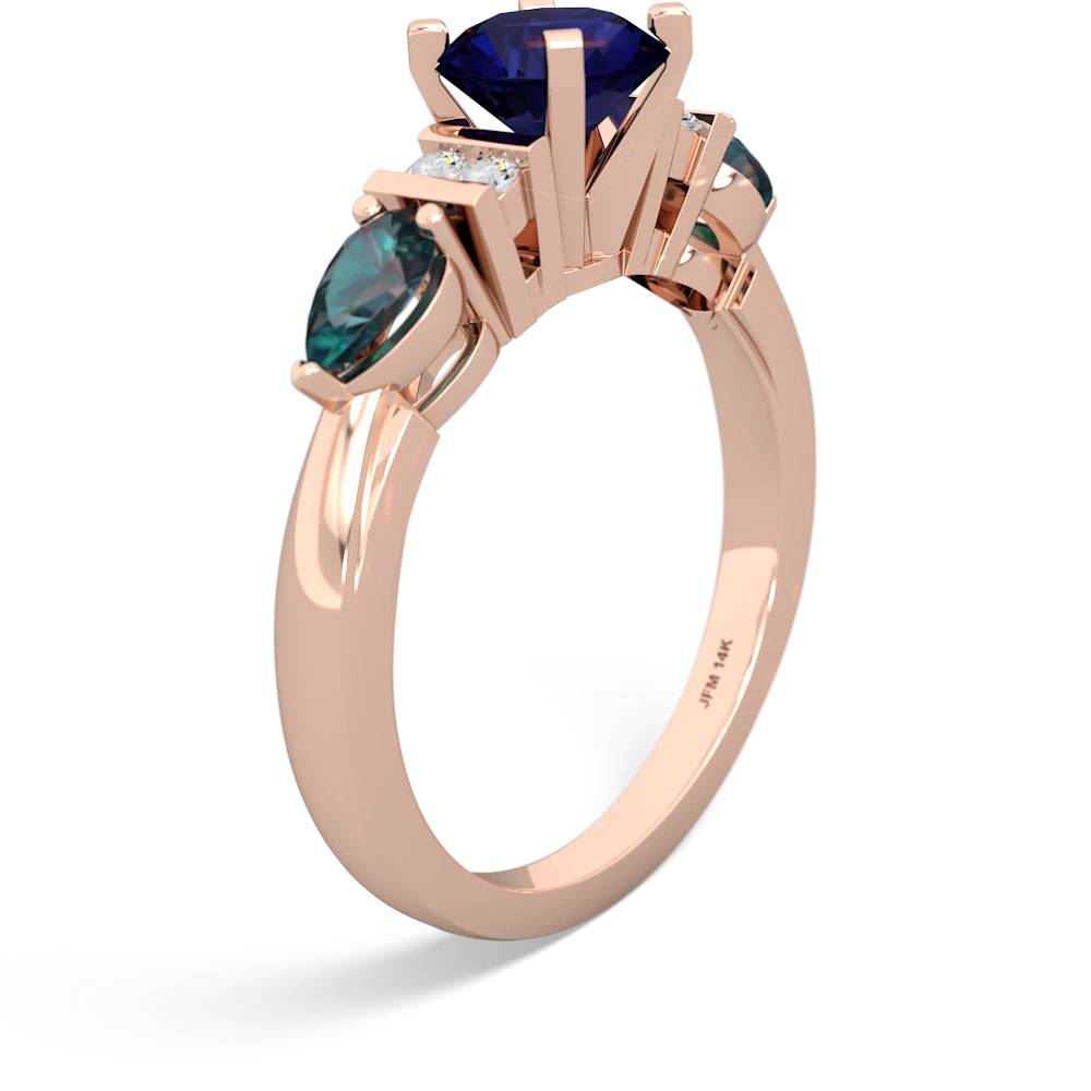 Sapphire 6Mm Round Eternal Embrace Engagement 14K Rose Gold ring R2005