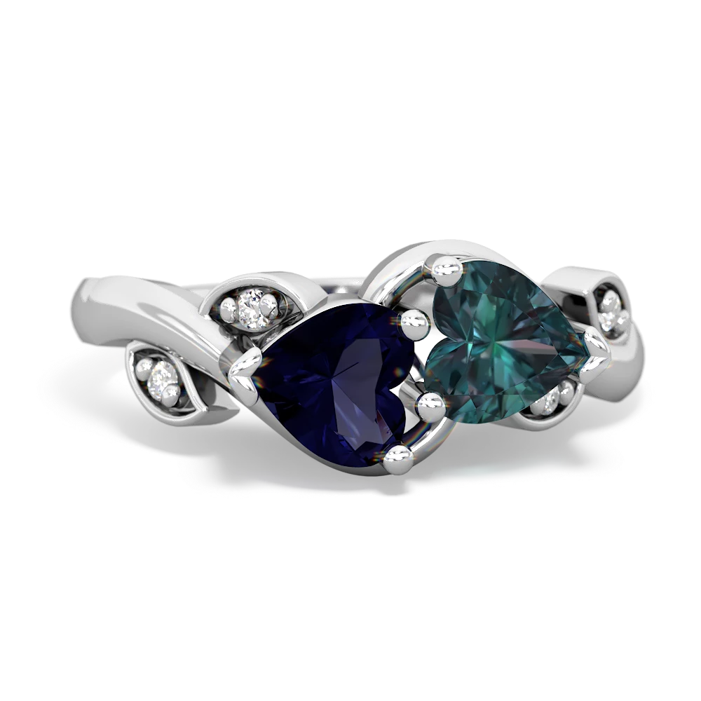 Sapphire Floral Elegance 14K White Gold ring R5790