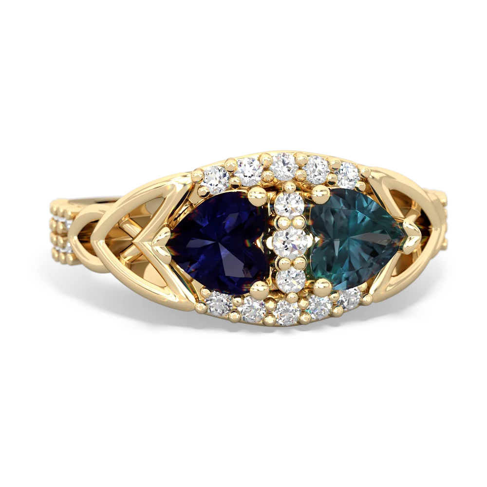 Sapphire Sparkling Celtic Knot 14K Yellow Gold ring R2645