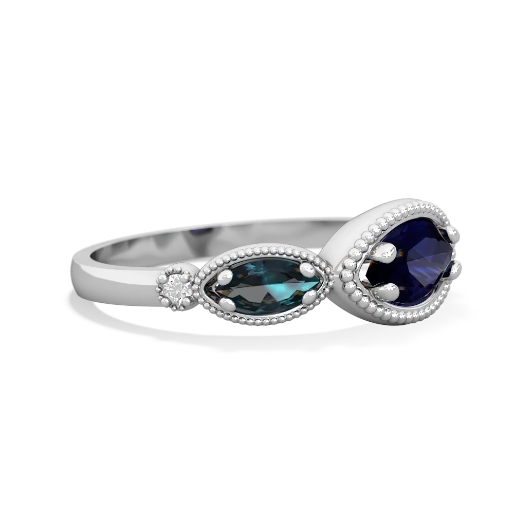 Sapphire Milgrain Marquise 14K White Gold ring R5700