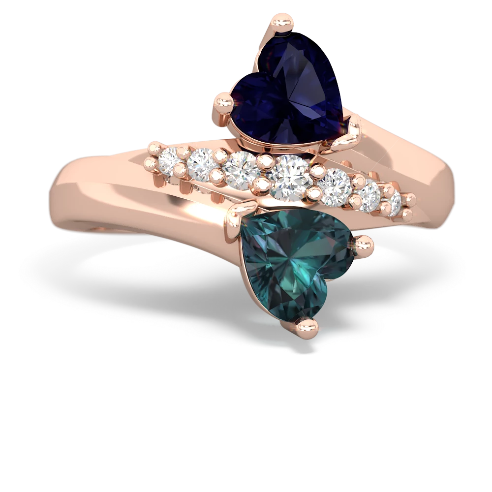 Sapphire Heart To Heart 14K Rose Gold ring R2064