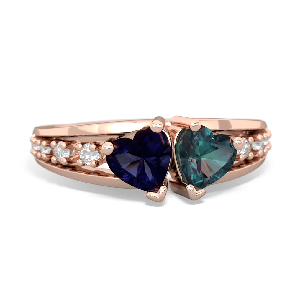 Sapphire Heart To Heart 14K Rose Gold ring R3342