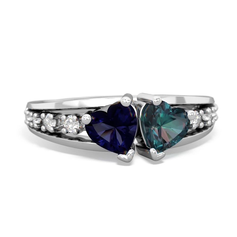 Sapphire Heart To Heart 14K White Gold ring R3342