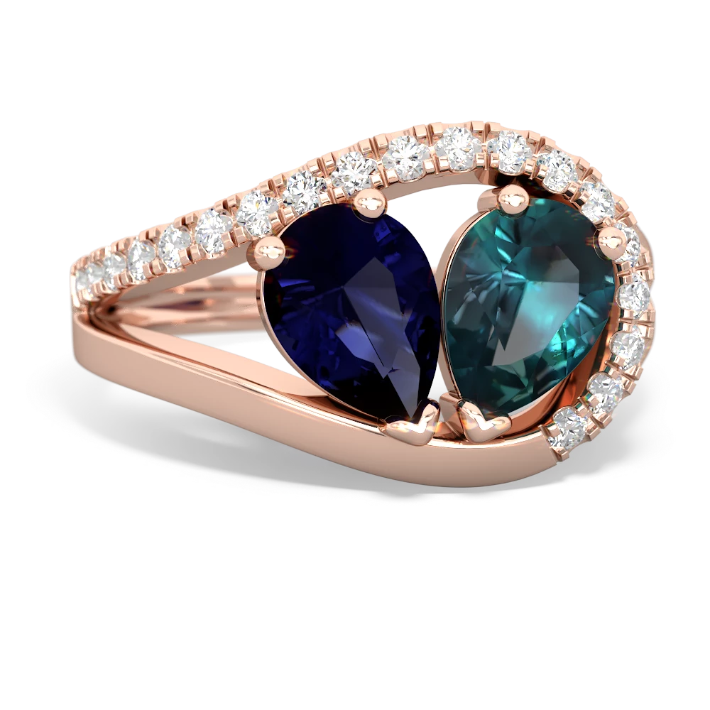 Sapphire Nestled Heart Keepsake 14K Rose Gold ring R5650