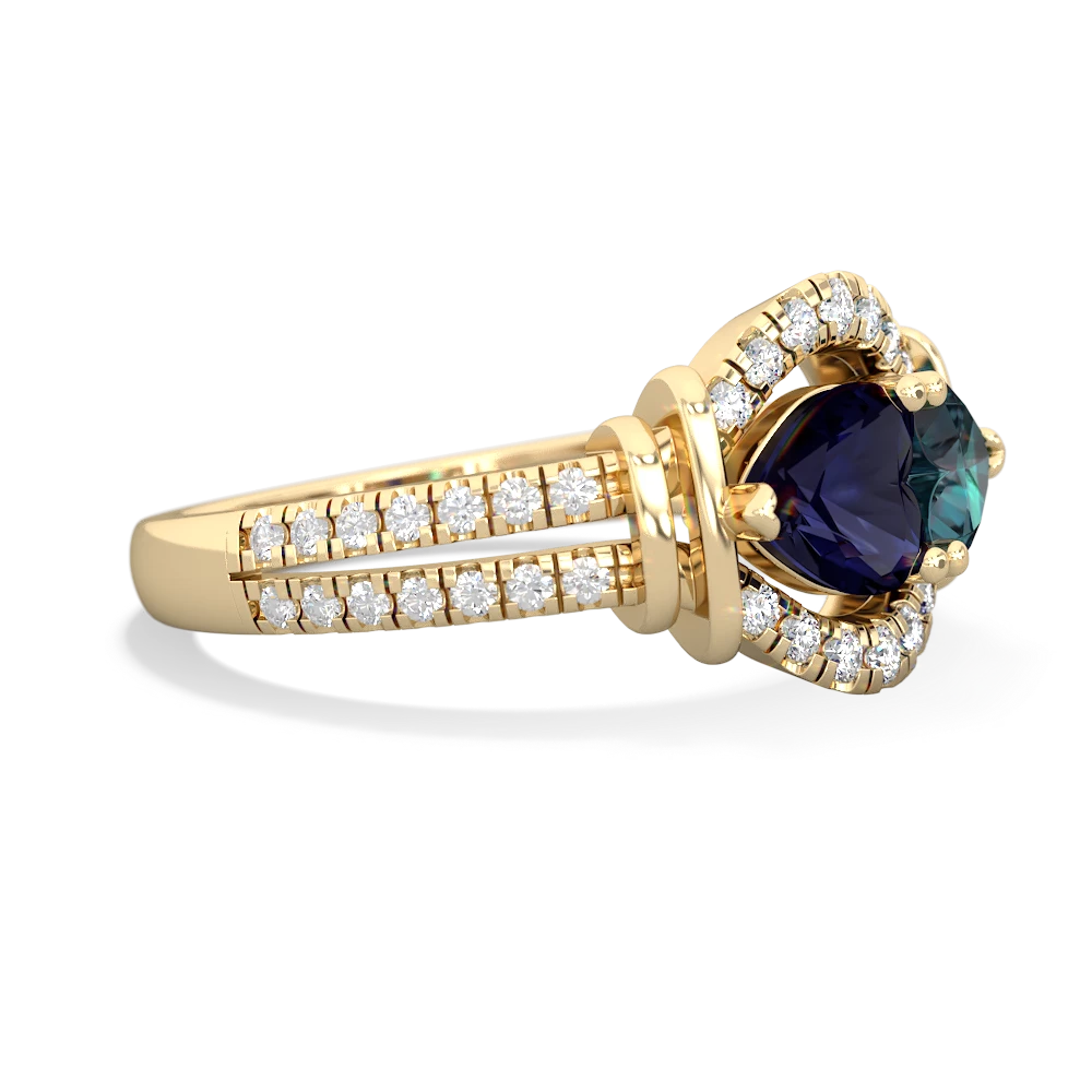 Sapphire Art-Deco Keepsake 14K Yellow Gold ring R5630