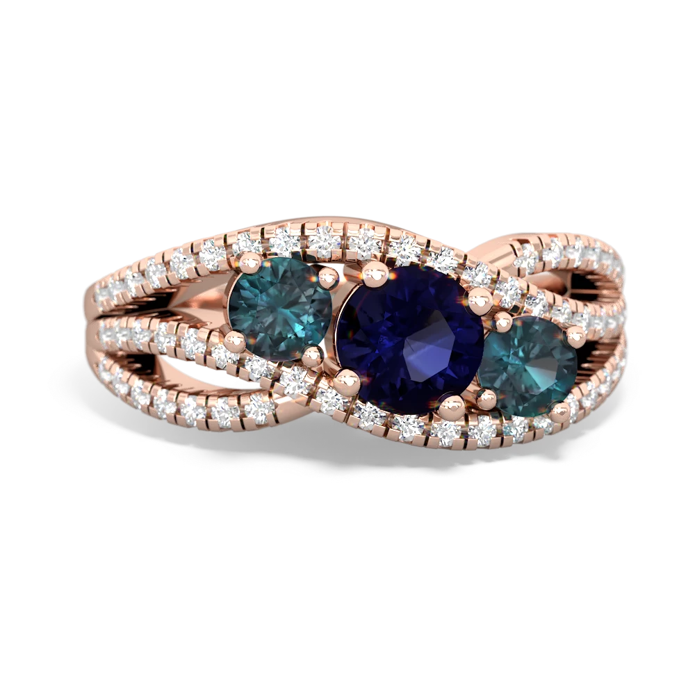 Sapphire Three Stone Aurora 14K Rose Gold ring R3080