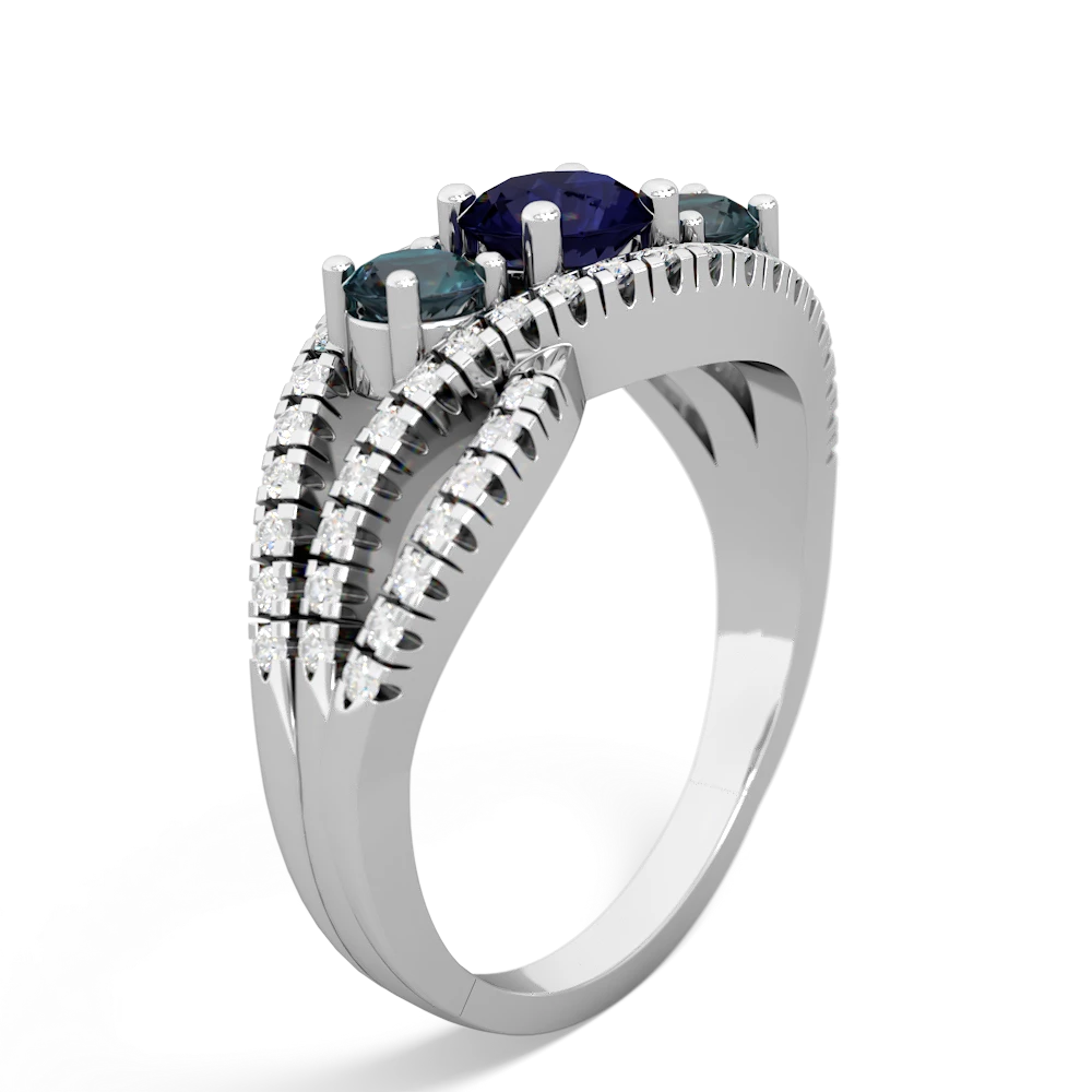 Sapphire Three Stone Aurora 14K White Gold ring R3080