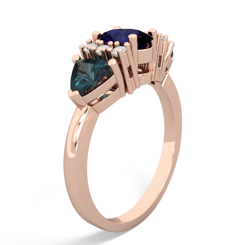 Sapphire Antique Style Three Stone 14K Rose Gold ring R2186